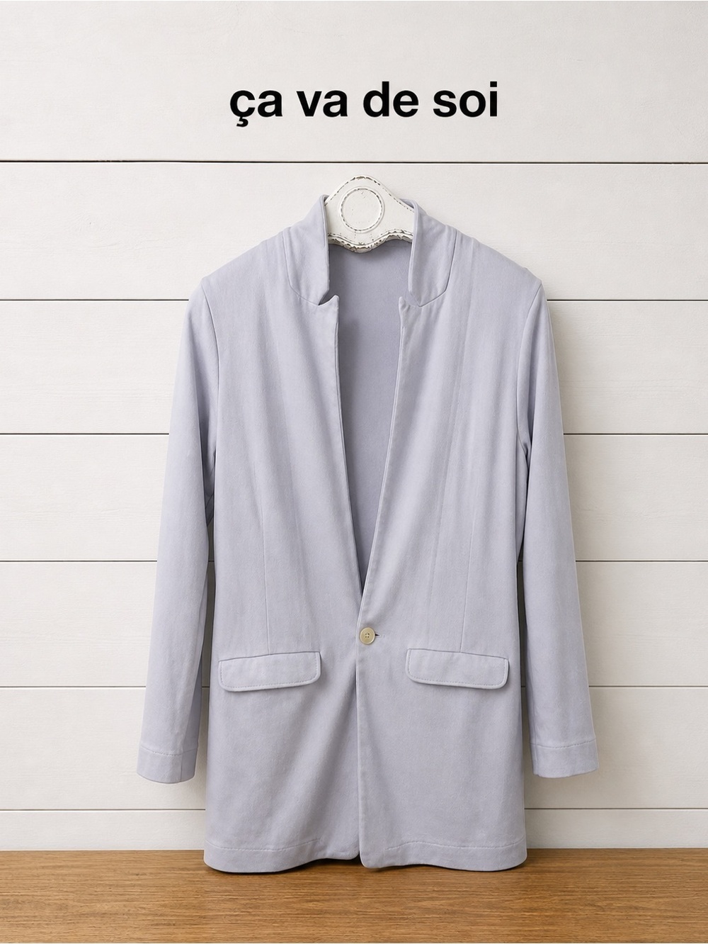 ÇA VA DE SOI Pale Blue-Grey Cotton Blazer - Size L